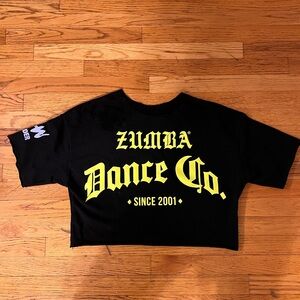 Zumba Insider Fitness Black and Yellow Dance cropped sweatshirt.